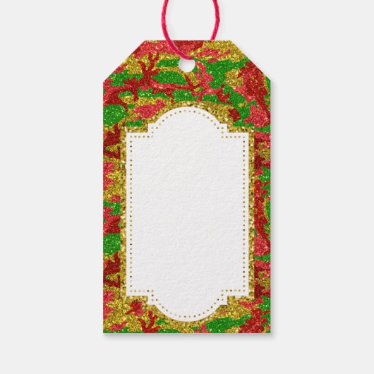 Haus van Camo Gold Xmas patroon Cadeaulabel (Achterkant)