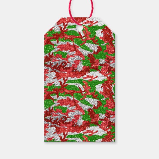 Haus van Camo Silver Xmas patroon Cadeaulabel (Voorkant)