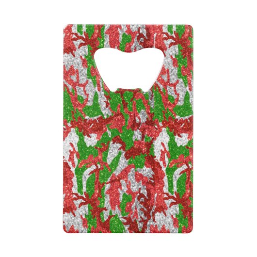 Haus van Camo Silver Xmas patroon Creditkaart Flessenopener (Voorkant)