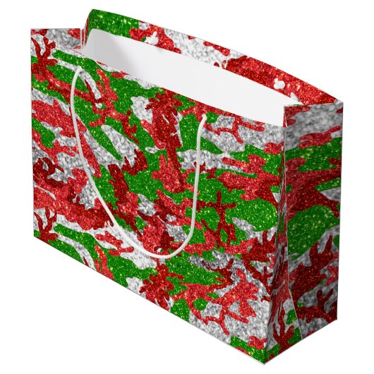 Haus van Camo Silver Xmas patroon Groot Cadeauzakje (Achterkant Gekanteld)