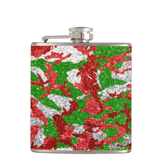 Haus van Camo Silver Xmas patroon Heupfles (Voorkant)