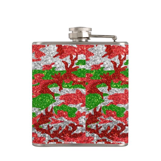 Haus van Camo Silver Xmas patroon Heupfles (Achterkant)