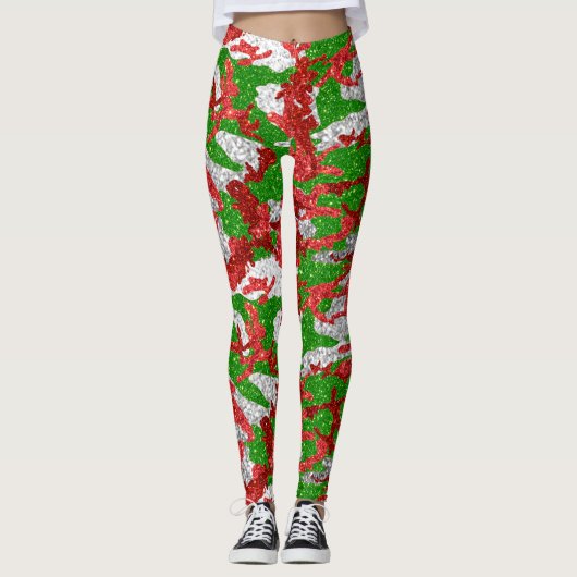Haus van Camo Silver Xmas patroon Leggings (Voorkant)