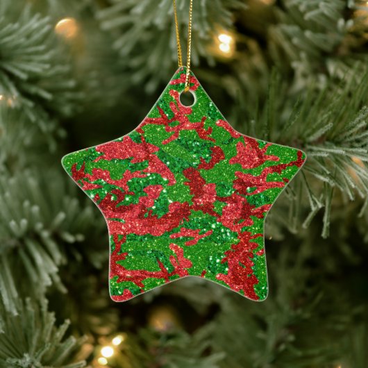 Haus van Camo Xmas Glitter Camouflage Keramisch Ornament (Boom)