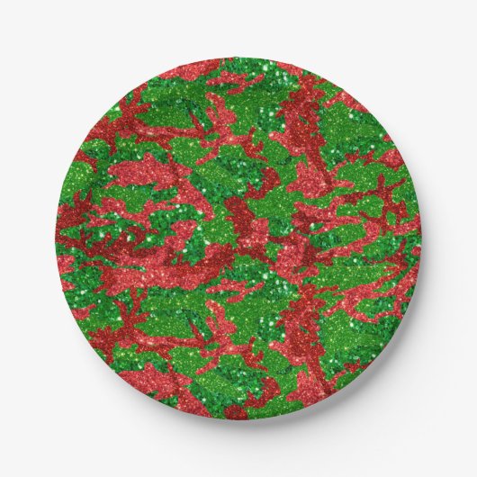 Haus van Camo Xmas Glitter Camouflage Papieren Bordje (Voorkant)