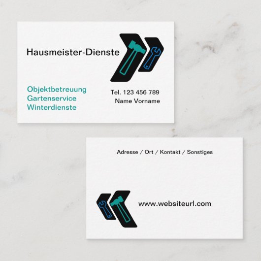 Hausmeister Dienste Visitekaartje (Voorkant / Achterkant)