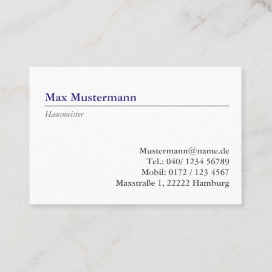 Hausmeister Visitenkarte Visitekaartje (Voorkant)