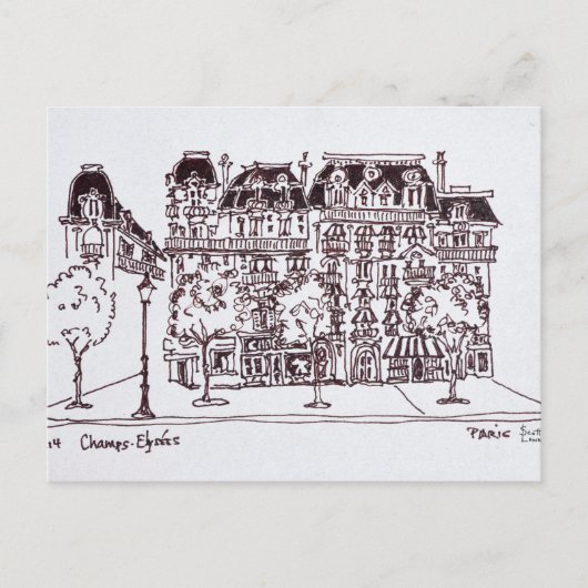 Haussmann-architectuur | Champs Elysees, Parijs Briefkaart (Voorkant)