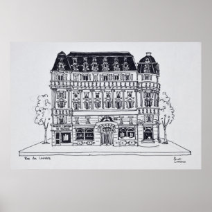 Haussmann-architectuur Rue du Louvre, Parijs Poster