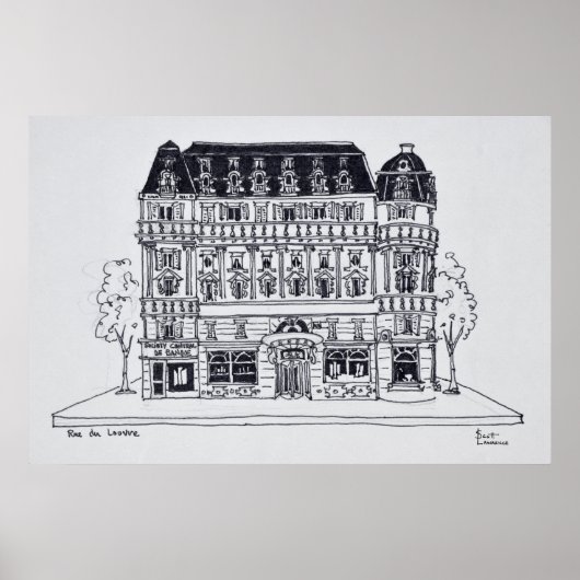 Haussmann-architectuur | Rue du Louvre, Parijs Poster (Voorkant)