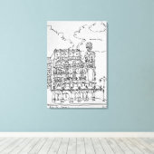 Haussmann Building | Rue de Rennes, Parijs Canvas Afdruk (Insitu (Houten vloer))