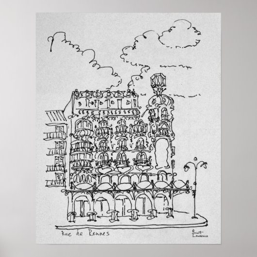 Haussmann Building | Rue de Rennes, Parijs Poster (Voorkant)