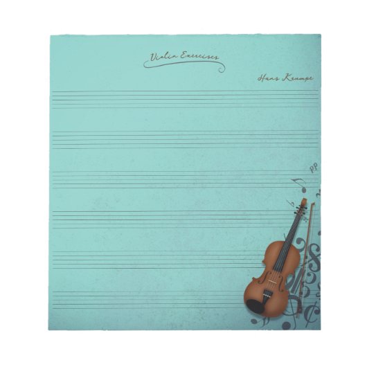 Haute Bophenme Turquoise Violin Parts & Exercises Notitieblok (Voorkant)