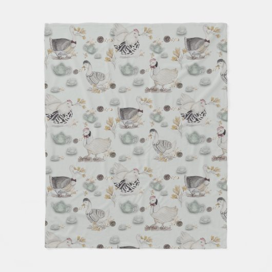Haute Couture Ducks & Chicken Baby Fleece Deken (Voorkant)