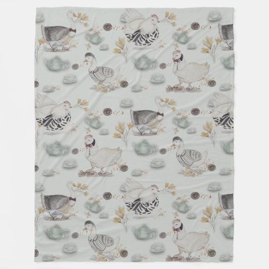 Haute Couture Ducks & Chicken Baby Fleece Deken (Voorkant)