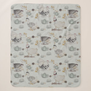 Haute Couture Ducks & Chicken Baby Sherpa Deken