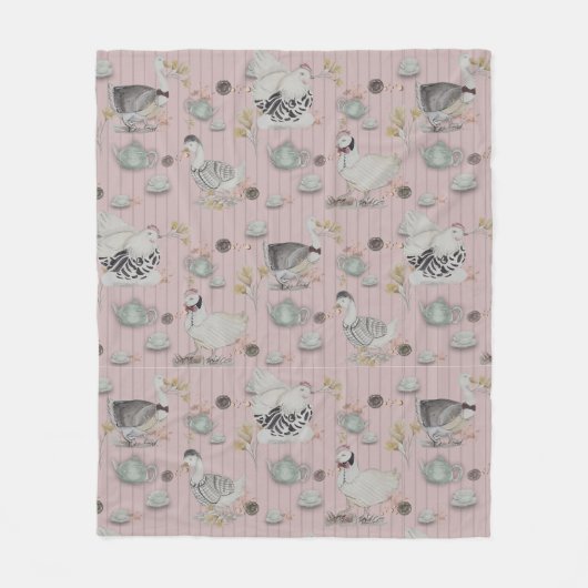 Haute Couture Kip print Fleece Deken (Voorkant)