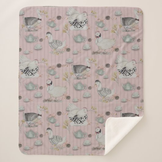 Haute Couture Kip print Sherpa Deken (Voorkant)