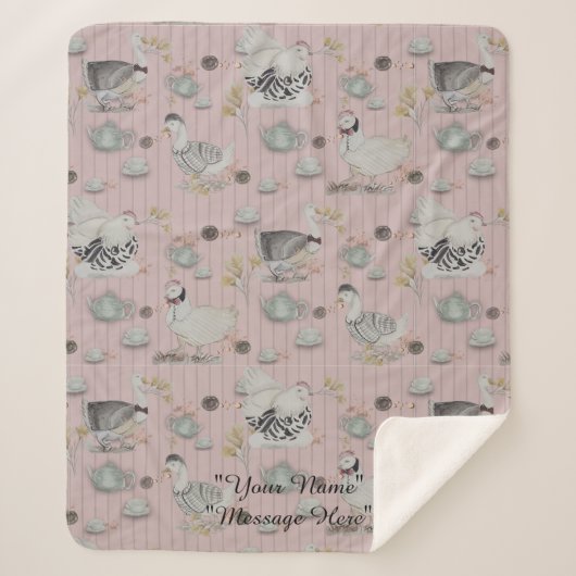 Haute Couture Kip print Sherpa Deken (Voorkant)