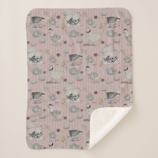 Haute Couture Kip print Sherpa Deken (Voorkant)