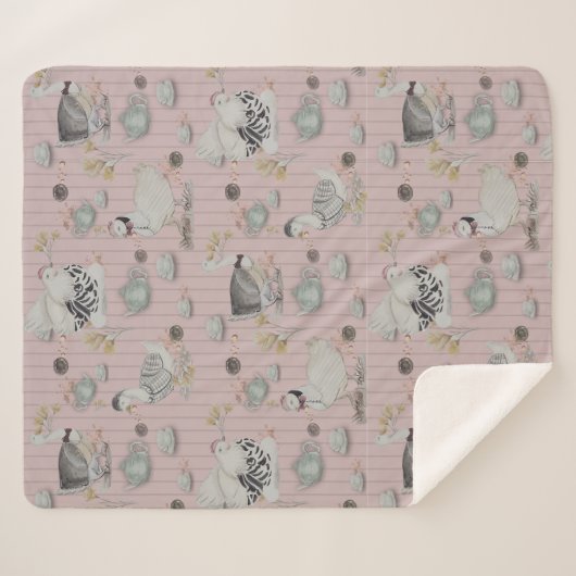 Haute Couture Kip print Sherpa Deken (Voorkant (horizontaal))