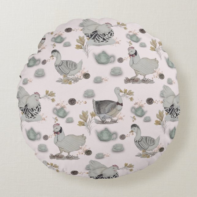 Haute Couture Print Kinderkamer Rond Kussen (Voorkant)
