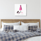 Haute Couture Roze Jurk en Schoenen op Canvas (Insitu (Slaapkamer))