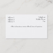 Haute Couture Visitekaartje (Achterkant)