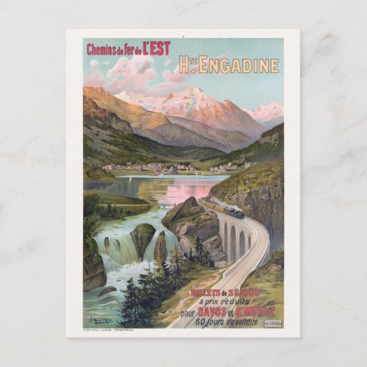 Haute Engadine Zwitserland Vintage Poster 1910 Briefkaart (Voorkant)