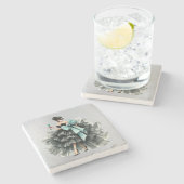 Haute Glam Gown, Tiff Blue Bow en tinten Stenen Onderzetter (Zijkant)