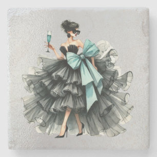 Haute Glam Gown, Tiff Blue Bow en tinten Stenen Onderzetter