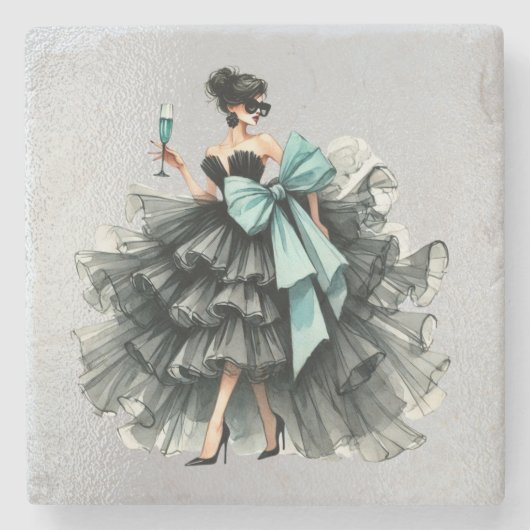 Haute Glam Gown, Tiff Blue Bow en tinten Stenen Onderzetter (Voorkant)