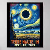 Haute Indiana Totale Zonsverduistering 2024 Sterre Poster (Voorkant)