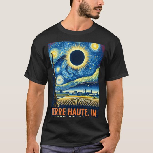 Haute Indiana Totale Zonsverduistering 2024 Sterre T-shirt (Voorkant)