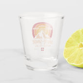 Haute-Savoie Frankrijk Retro Zonsondergang Skiën S Shot Glas (Achterkant)