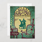 Havana Blues, danskoppel, feest,  Uitnodiging Briefkaart (Voorkant / Achterkant)