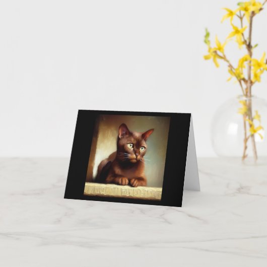 Havana Brown Cat Kaart (Gele Bloem)