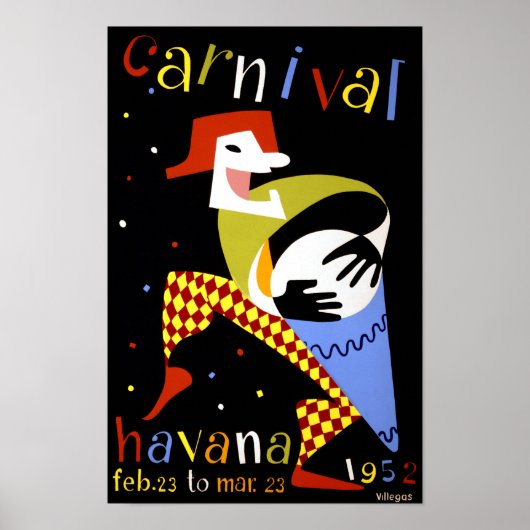 Havana Carnival Vintage Travel Poster (Voorkant)