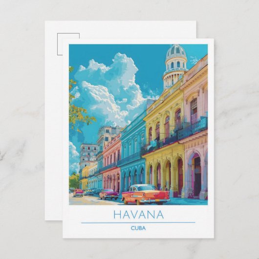 Havana Cuba Art Vintage Travel Briefkaart (Voorkant / Achterkant)