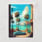 Havana Cuba Art Vintage Travel illustratie Briefkaart (Voorkant)