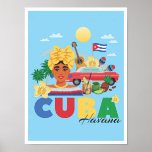 Havana Cuba Art Vintage Travel Illustratie Poster