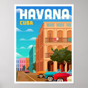 Havana Cuba Art Vintage Travel Illustratie Poster