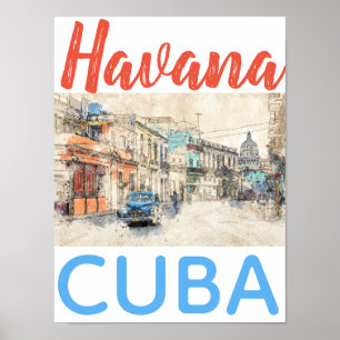 Havana Cuba Auto in Street Scene Poster