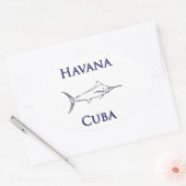 Havana Cuba Blauwe Marlijn Ovale Sticker (Envelop)