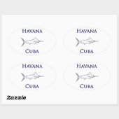 Havana Cuba Blauwe Marlijn Ovale Sticker (Vel)