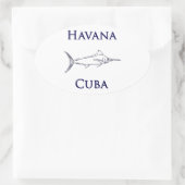 Havana Cuba Blauwe Marlijn Ovale Sticker (Tas)