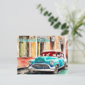 havana cuba briefkaart oude auto 2 (Staand voorkant)