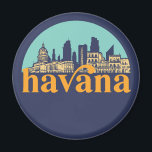 Havana Cuba  City Skyline Cityscape Art Magneet<br><div class="desc">en retro-stadsplan met prachtige skyline, toeristische attractie en cityscape art. Koelwolkenkrabber en bouwartikelen voor silhouette-illustratie voor toeristen en reizigers. Perfect als souvenir om terug naar huis te brengen wanneer je over de hele wereld reist. Bespaar de herinnering aan uw reis en vakantie met familie en vrienden. De achtergrondkleur kan aan...</div>