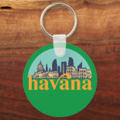 Havana Cuba City Skyline Cityscape Art Sleutelhanger (Voorkant)