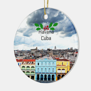 Havana, Cuba cityscape met Kerstheilig Keramisch Ornament